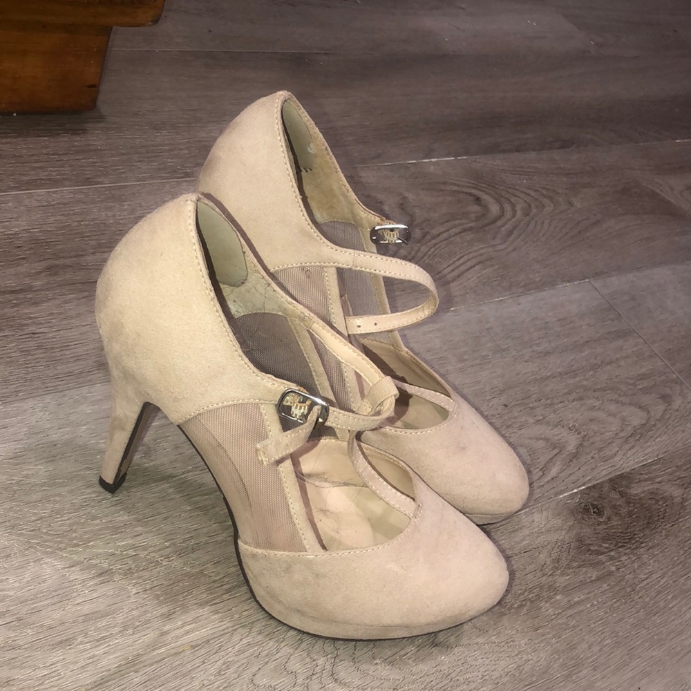 Heels from Call it Spring. Worn twice. Cute closed toe nude heel.
